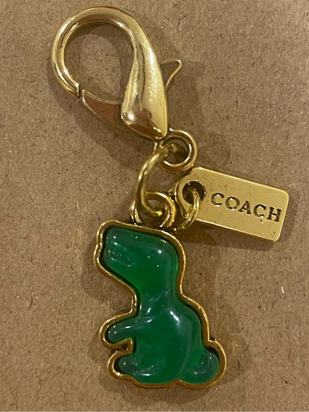 Coach Gold-Tone Green Enamel Dinosaur Charm